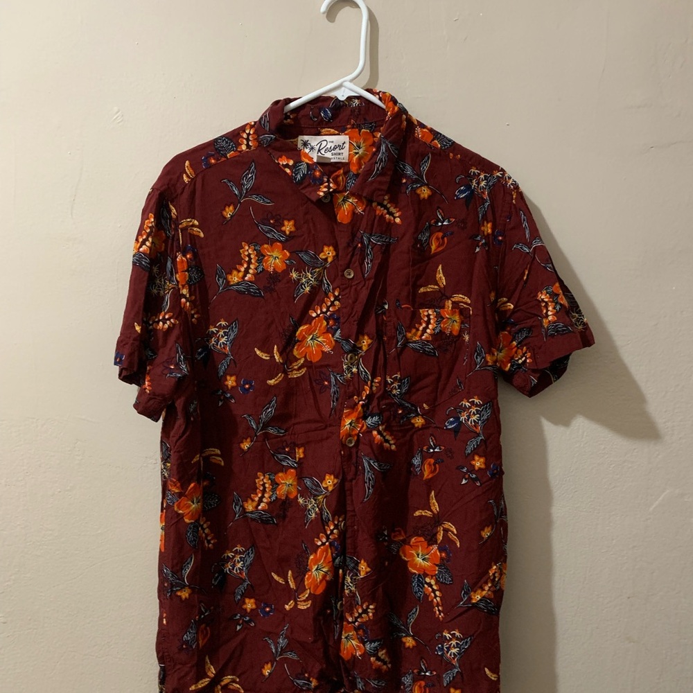 Aeropostale Maroon Floral Men's Shirt